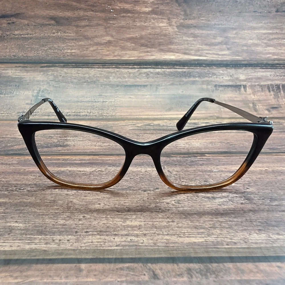 Coach HC6107 Black Amber Glitter Gradient Cat Eye Eyeglasses 52 17 140 HC 6107